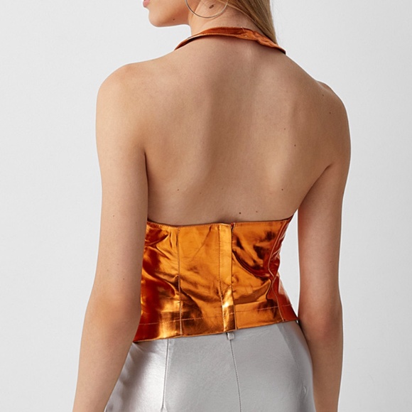 Amylynn metallic orange halter cami NWT - Picture 2 of 13